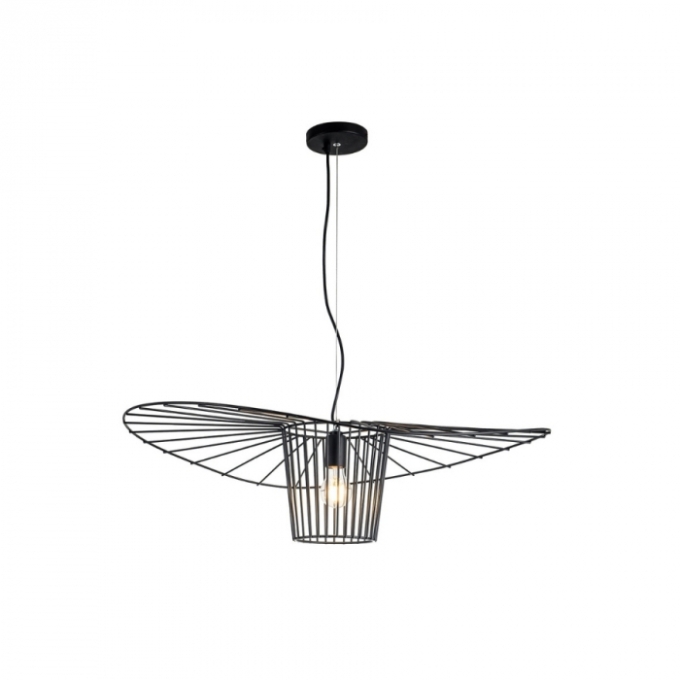 Pendente Flavo Filo Metal Preto Fosco 1L E27 Ø800X220mm FP1220PF