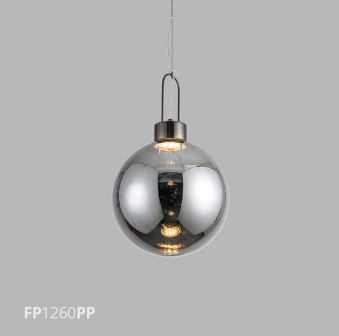 Pendente Flavo Vetri Metal Preto Perolizado Vidro Fumê 5 watts 3000K Ø300X480mm FP1260PP