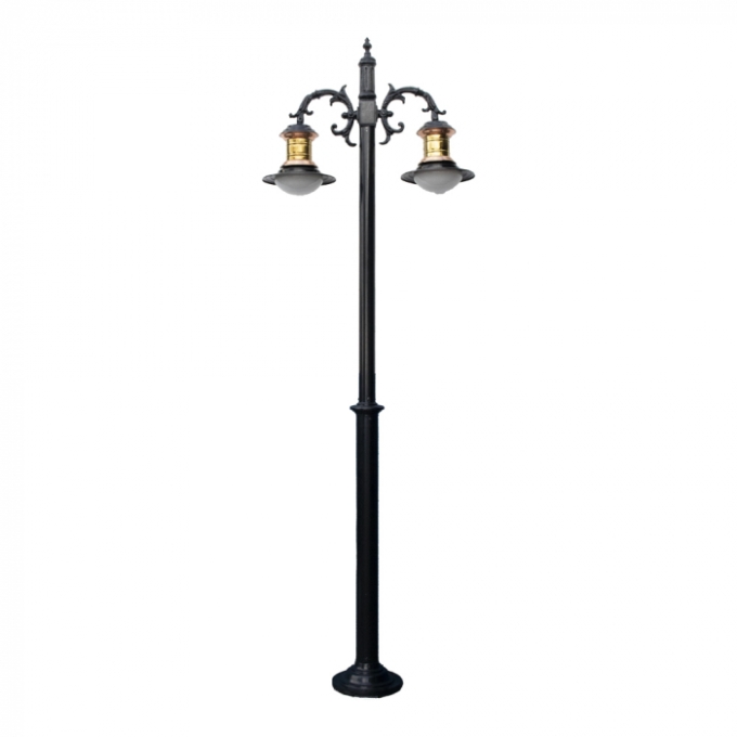 Poste Ideal SP Antigo Alumínio e Globo em Polietileno 2L E27 2300x1000x290mm 1449/2