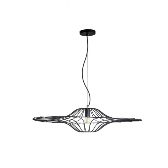 Pendente Flavo Filo Metal Preto Fosco 1L E27 Ø800X210mm FP1230PF