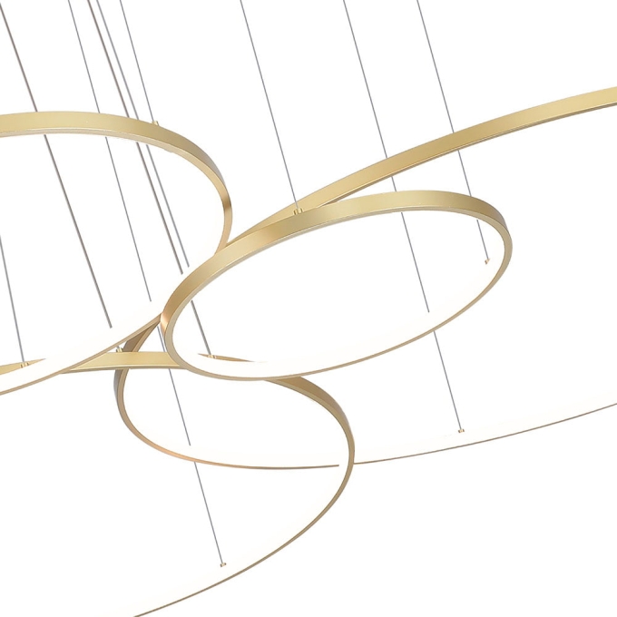 Pendente Nordecor Daire 189 watts 3000K Dourado Ø400/600/800/1000/1200mm 2527