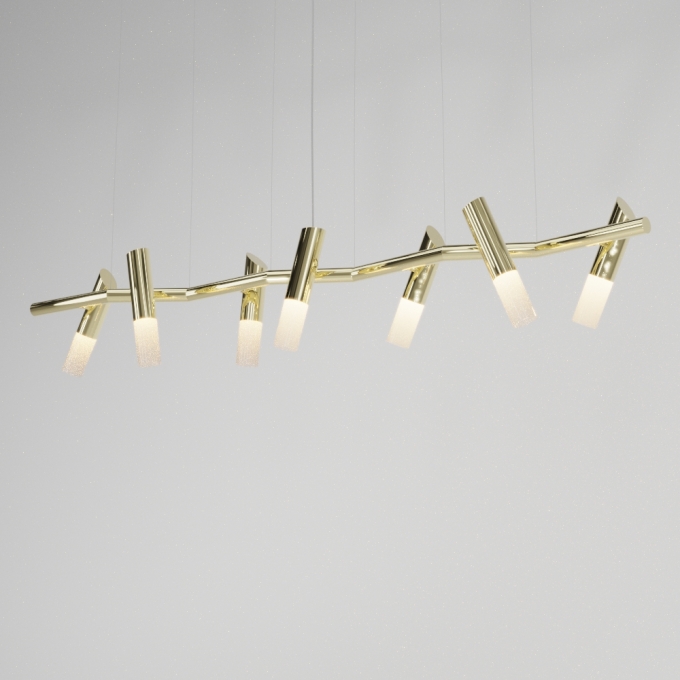 Pendente Golden Art Taq 7L Mini Dicróica 1800x320x410mm T2422-7PI (Designer Tadeu Omae)