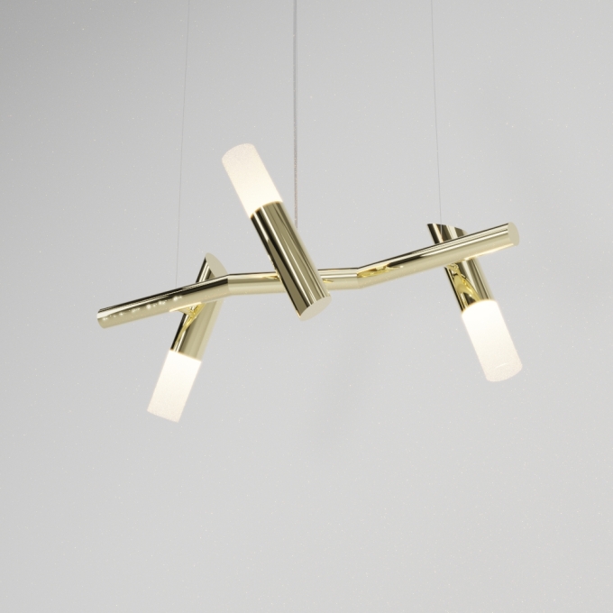 Pendente Golden Art Taq 3L Mini Dicróica 790x300x340mm T2422-3PI (Designer Tadeu Omae)