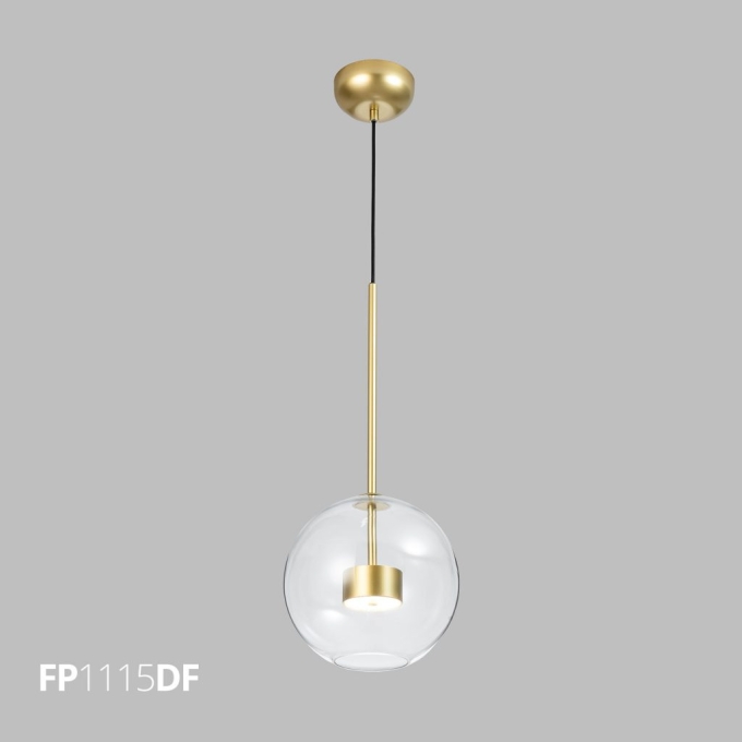 Pendente Flavo Vetri Metal Dourado Fosco Vidro Âmbar 6 watts 3000K Ø250X240mm FP1115DFA