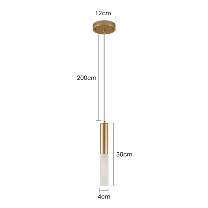 Pendente Nordecor Zana 3 watts 3000K Ouro Champagne e Mármore IP20 Bivolt Ø40x300mm 2921
