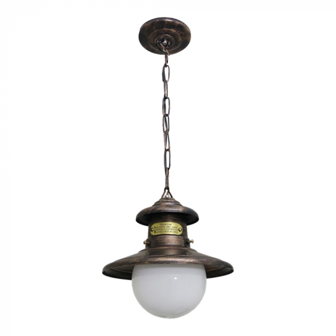 Pendente Ideal SP Antigo Alumínio e Vidro 1L E27 Ø250x490mm 1154