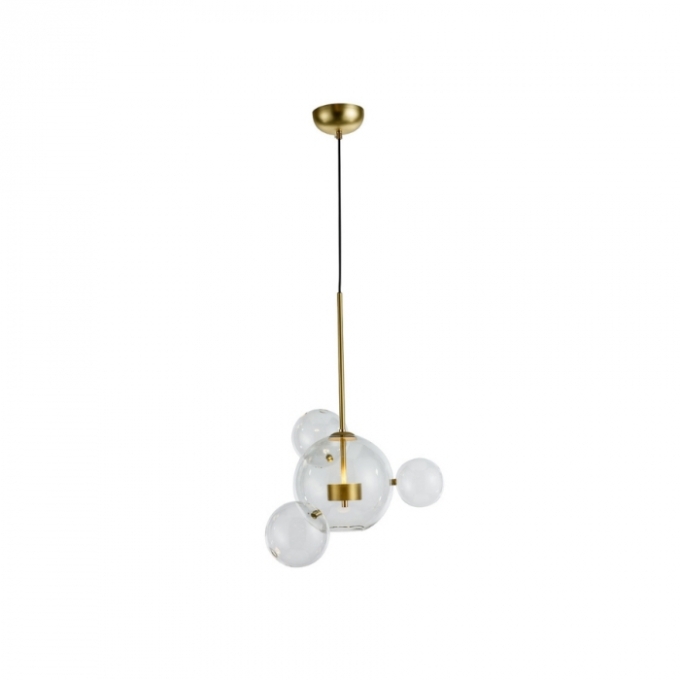 Pendente Flavo Vetri Metal Dourado Fosco Vidro Transparente 6 watts 3000K Ø480X690mm FP1120DF