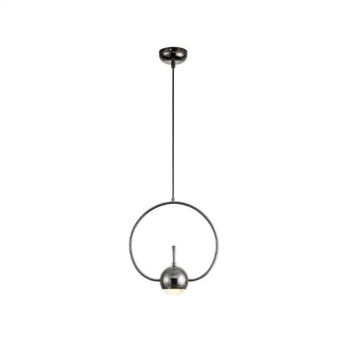Pendente Flavo Anelli Metal Preto Perolizado e Difusor em Vidro 5 watts 3000K 400X300X100mm FP1150PP