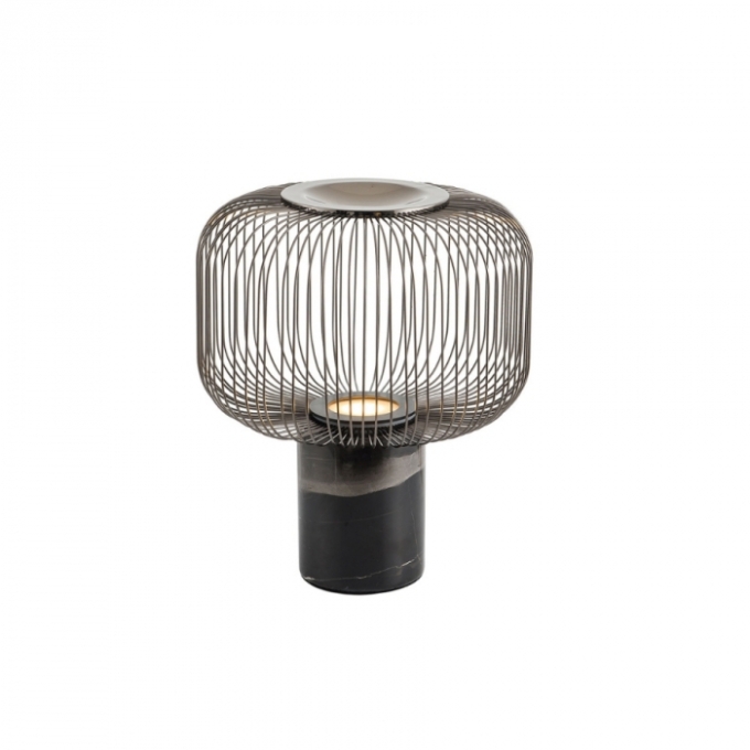 Luminária de Mesa Flavo Pietre Metal Preto Fosco Base em Mármore 1L GU10 355XØ300mm FP1280PF