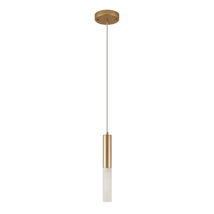 Pendente Nordecor Zana 3 watts 3000K Ouro Champagne e Mármore IP20 Bivolt Ø40x300mm 2921