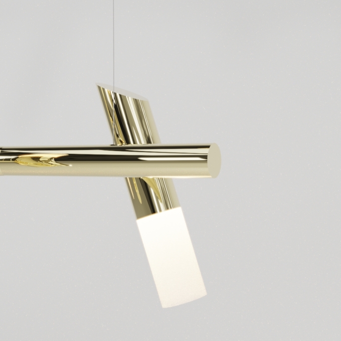 Pendente Golden Art Taq 3L Mini Dicróica 790x300x340mm T2422-3PI (Designer Tadeu Omae)