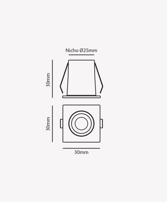 Mini Spot Opus LED 1 watts 2700K Preto 24° IRC90 Bivolt 30x30mm OPS 84981