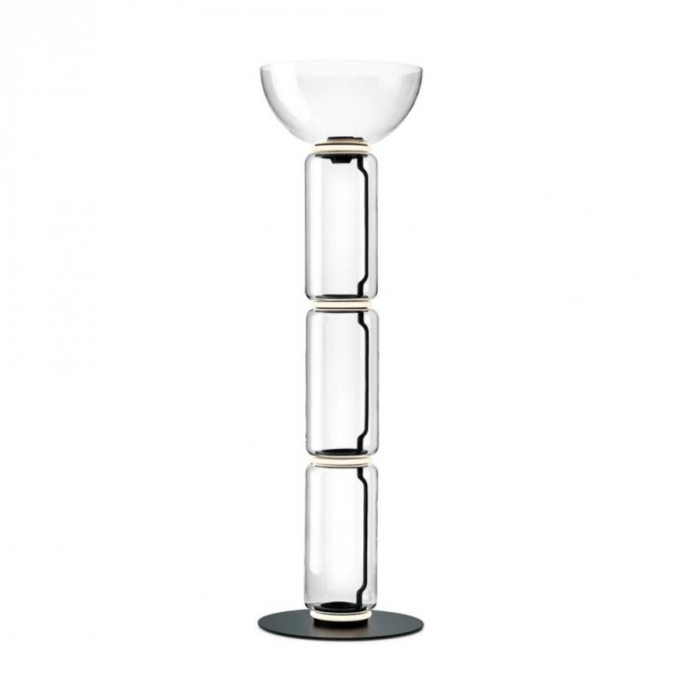 Luminária de Piso Flavo Vetri Metal Preto Fosco Vidro Transparente 13 watts 3000K 1180XØ400mm FF1540TR