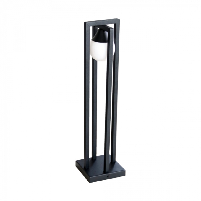 Poste Balizador Ideal Retangular Externo Alumínio e Globo Leitoso 1L G9 500X125X125mm PA-451