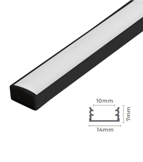 Perfil Sobrepor Nordecor 14x7mm Barra de 3 metros Preto 4204