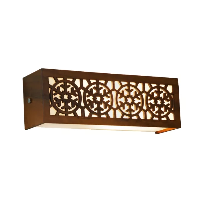 Arandela Union Iluminação Horizontal Floco de Neve Madeira e Acrílico 3L E27 600x100x85mm 478