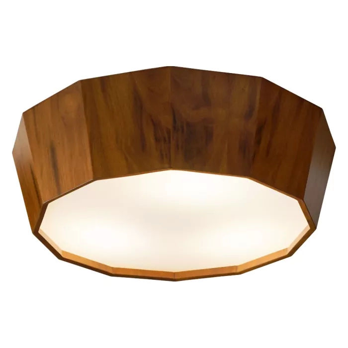 Plafon Union Iluminação Cônico Facetado Madeira e Acrílico 3L E27 Ø550x150mm 398