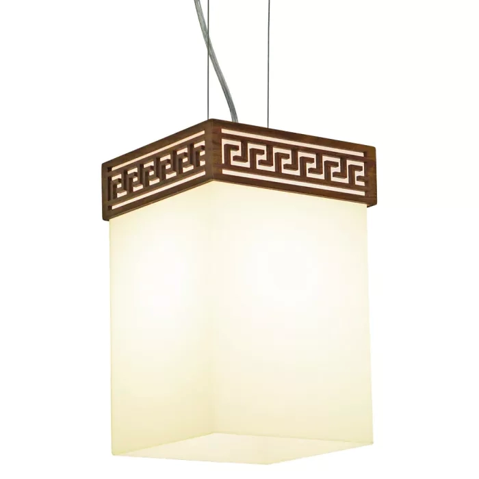 Pendente Union Iluminação Gregas In Box Madeira e Acrílico 1L E27 200x300x200mm 031