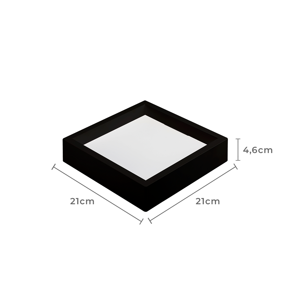 Painel Sobrepor Quadrado Nordecor Kais 18 watts 4000K Preto Bivolt 210x210mm 4253