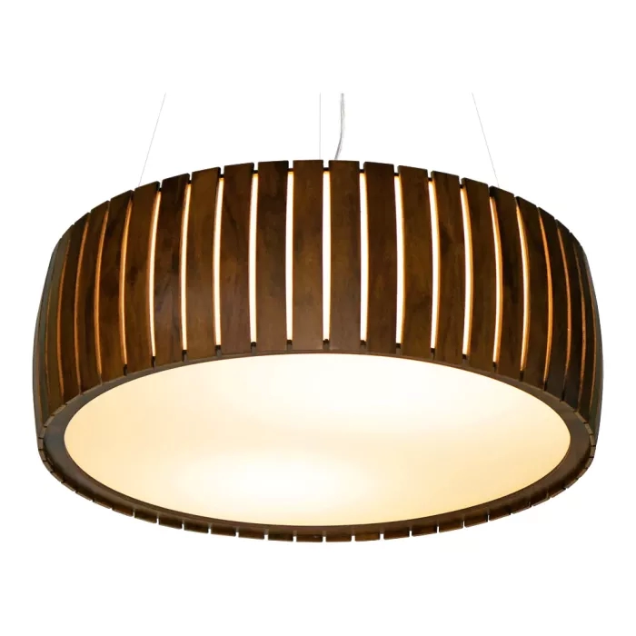 Pendente Union Iluminação Cilíndrico Ripado Curvo Madeira e Acrílico 6L E27 Ø700x200mm 199