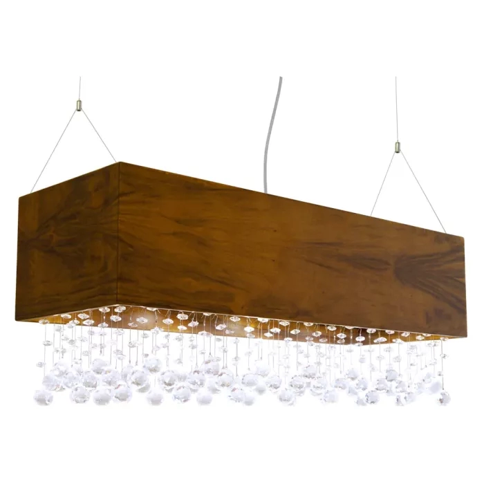 Pendente Union Iluminação Clean c/ Cristais e Madeira Spot 3 watts 3000K 1200x360x300mm 268