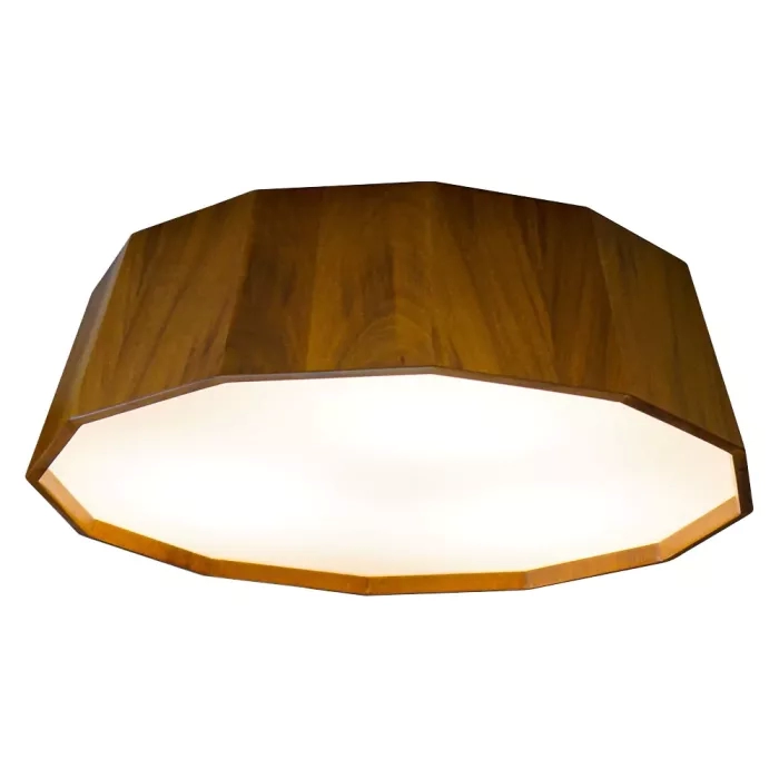 Plafon Union Iluminação Cônico Facetado Madeira e Acrílico 3L E27 Ø550x150mm 395