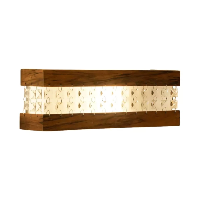 Arandela Union Iluminação Horizontal Madeira e Cristal 2L E27 440x100x85mm 403