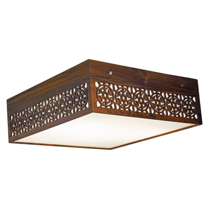 Plafon Union Iluminação Floco de Neve Madeira e Acrílico 3L E27 450x450x150mm 053
