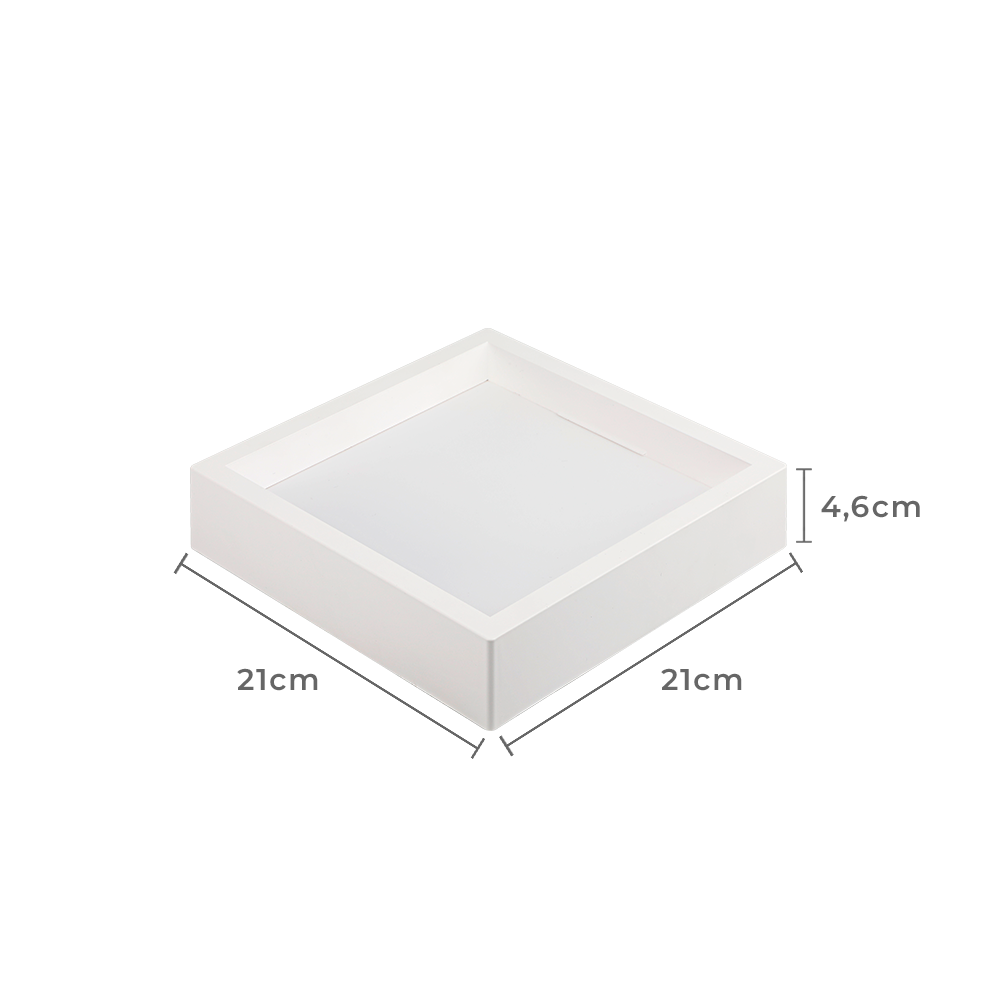 Painel Sobrepor Quadrado Nordecor Kais 18 watts 6500K Branco Bivolt 210x210mm 4248