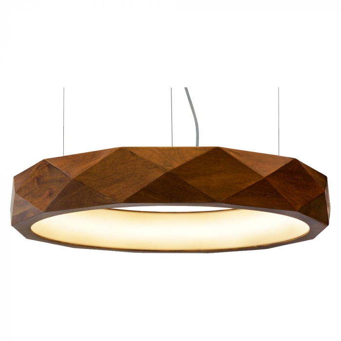 Pendente Union Iluminação Anel Facetado Madeira e Acrílico 27 watts 3000K Ø900x135mm 427