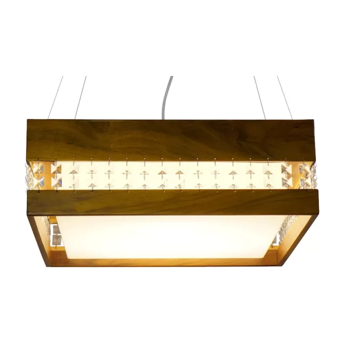 Pendente Union Iluminação Madeira, Cristal e Acrílico 2L E27 350x150x350mm 272