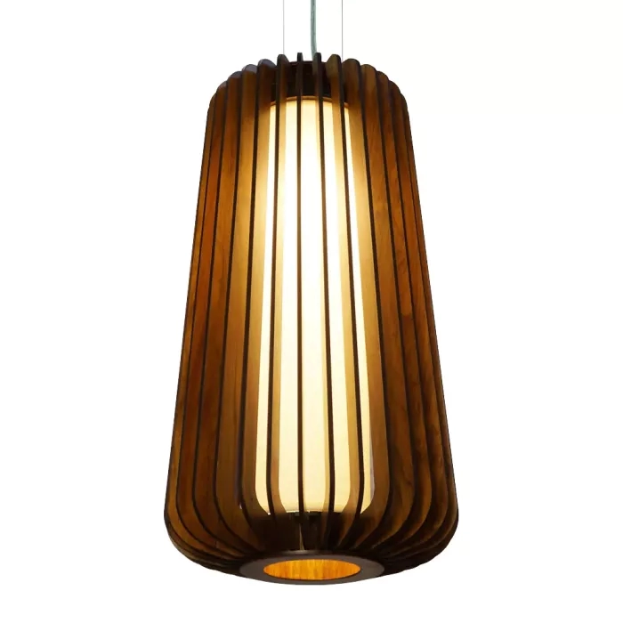 Pendente Union Iluminação Candeia Madeira e Acrílico 1L E27 Ø320x600mm 342