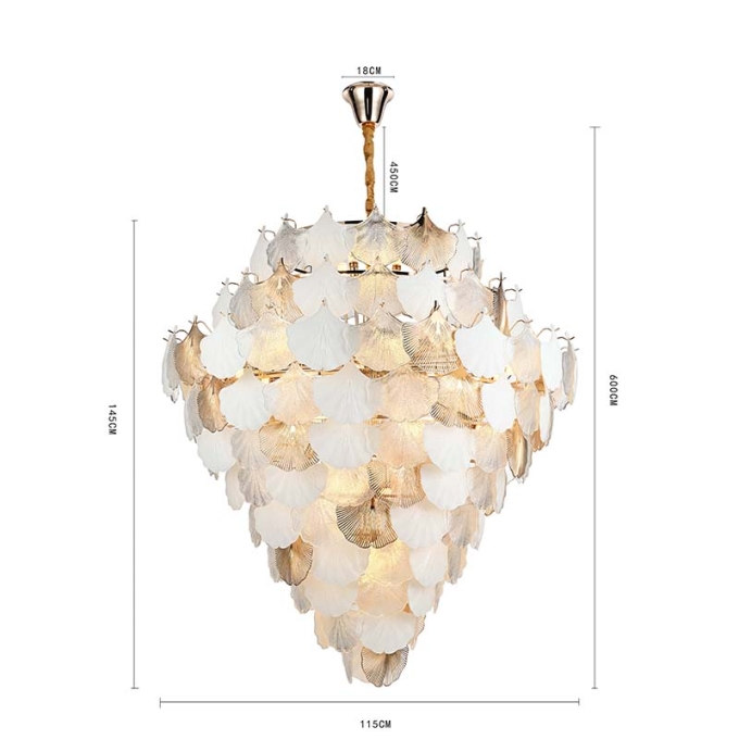Pendente Nordecor Musche 36L E14 Ouro Brilho Ø1200x1450mm 2905
