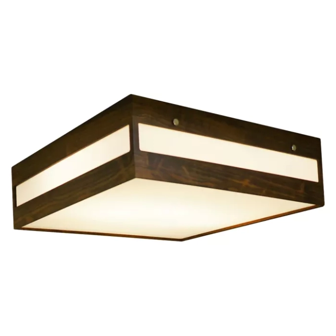 Plafon Union Iluminação Retângulo Horizontal Madeira e Acrílico 4L E27 500x500x120mm 163