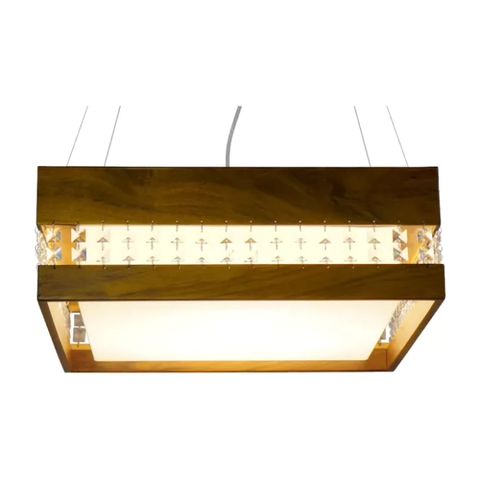 Pendente Union Iluminação Madeira, Cristal e Acrílico 3L E27 450x150x450mm 273