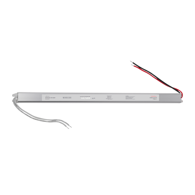 Fonte 12V Slim Nordecor 4A 48 watts IP20  315x25x20mm (Ultra Fina) 7016
