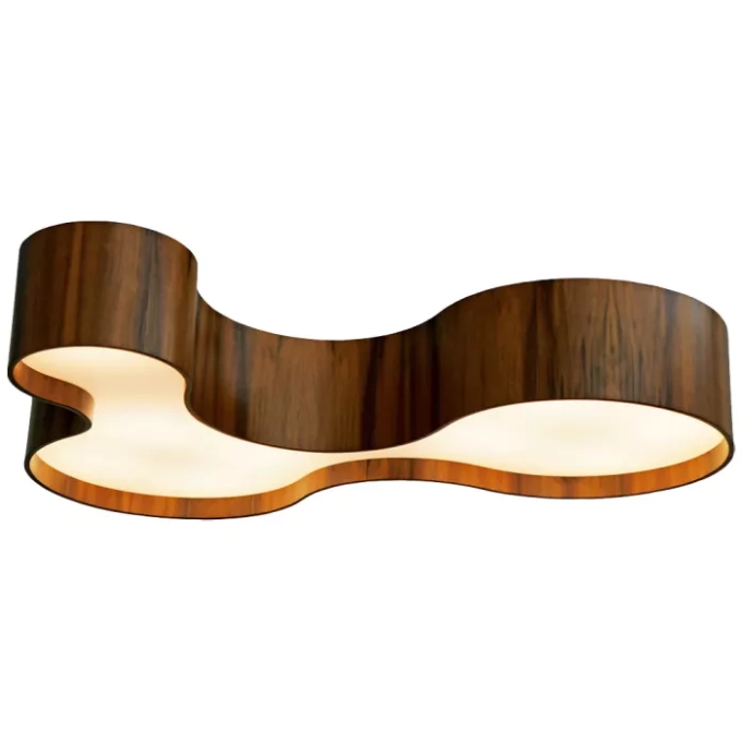 Plafon Union Iluminação Semi Cilíndrico Curve II Madeira e Acrílico 9L E27 1200x200x840mm 120