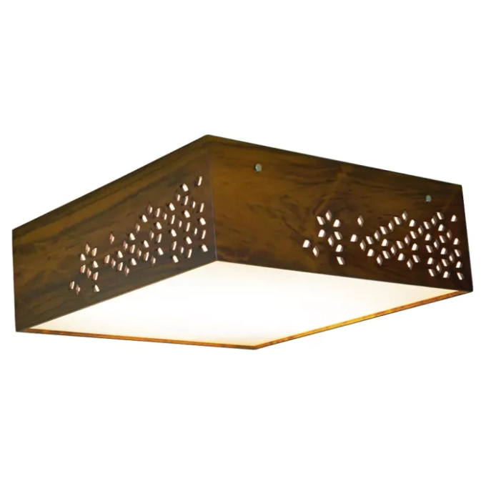 Plafon Union Iluminação Geometric Madeira e Acrílico 3L E27 450x450x150mm 048