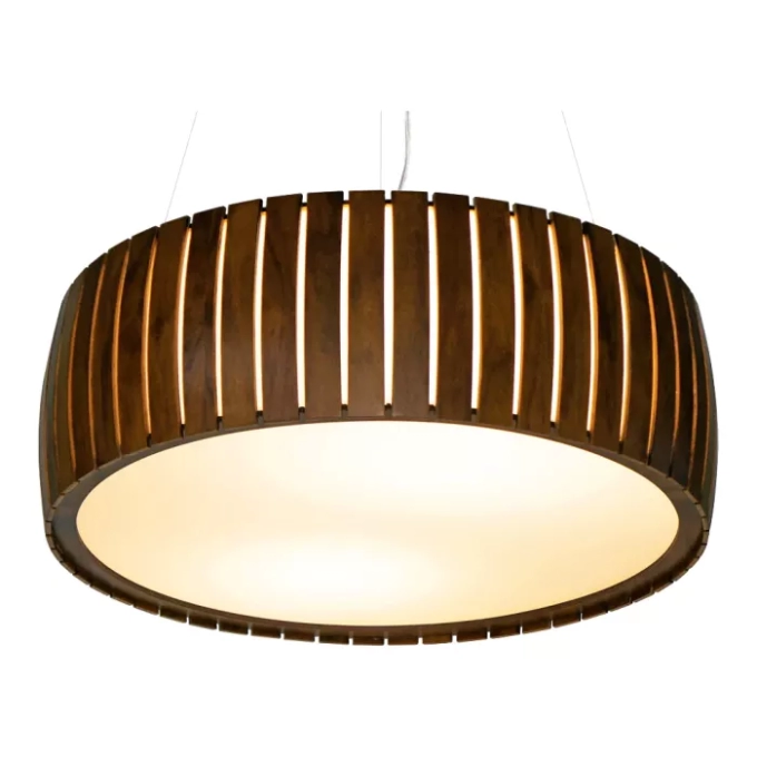 Pendente Union Iluminação Cilíndrico Ripado Curvo Madeira e Acrílico 8L E27 Ø900x200mm 201