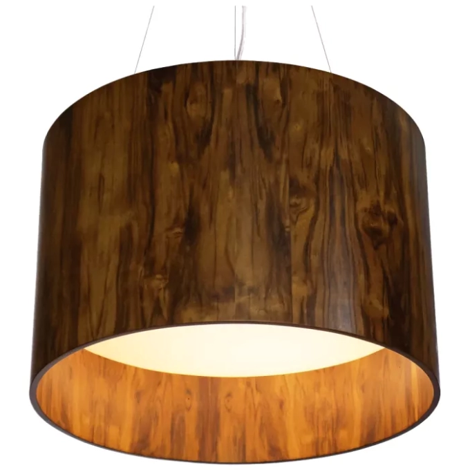 Pendente Union Iluminação Cilíndrico Alto Madeira e Acrílico 4L E27 Ø600x400mm 196