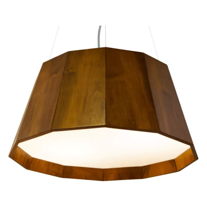 Pendente Union Iluminação Cônico Facetado Madeira e Acrílico 4L E27 Ø650x250mm 390