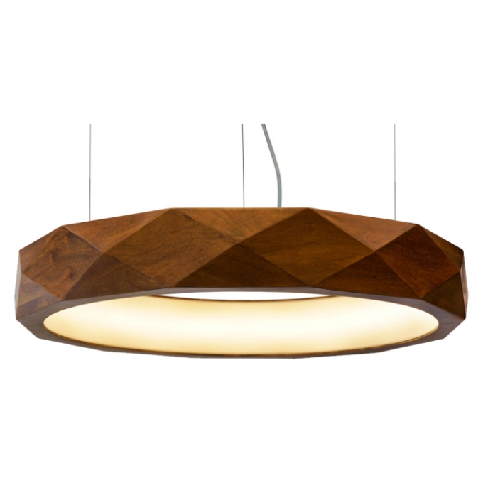 Pendente Union Iluminação Anel Facetado Madeira e Acrílico 18 watts 3000K Ø600x90mm 424