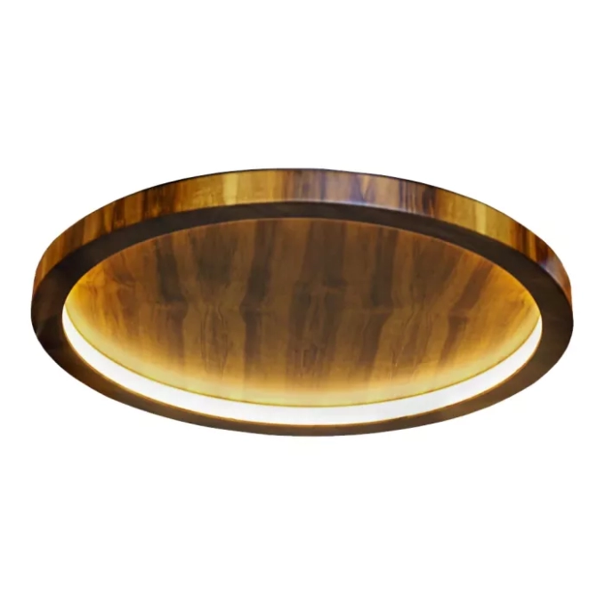 Plafon Union Iluminação Anel Cilíndrico Madeira e Acrílico 21 watts 3000K Ø700x40mm 377