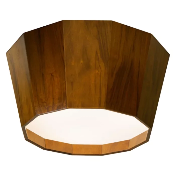 Plafon Union Iluminação Cônico Facetado Madeira e Acrílico 6L E27 Ø750x250mm 471