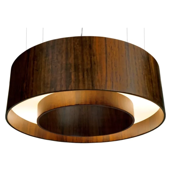 Pendente Union Iluminação Cilíndrico Vazado Madeira e Acrílico 6L E27 Ø600x250mm 126
