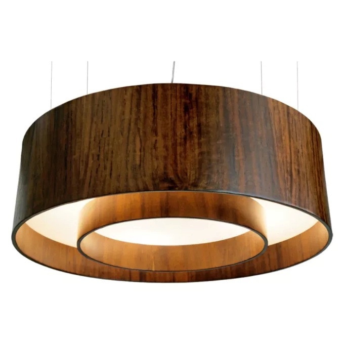 Pendente Union Iluminação Cilíndrico Duplo Madeira e Acrílico 4L E27 Ø700x250mm 348
