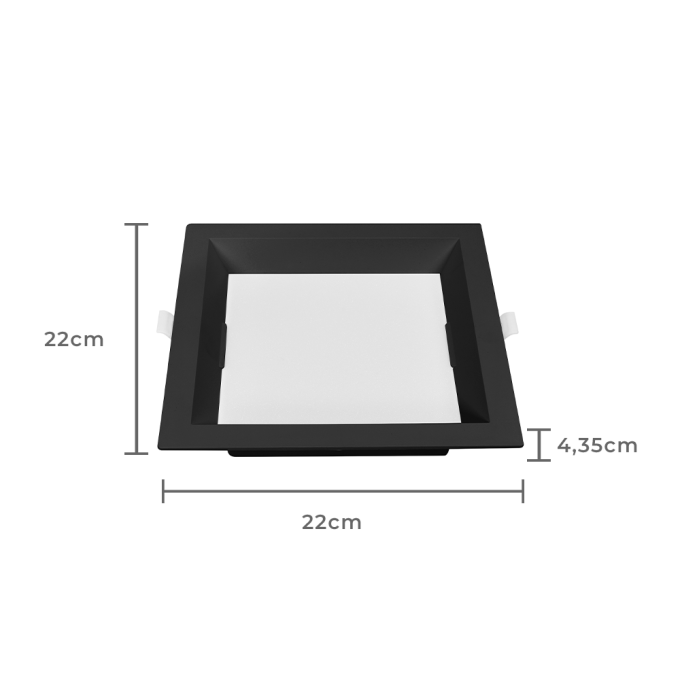 Painel Embutido Quadrado Nordecor Kais 18 watts 4000K Preto Bivolt 220x220mm 4212