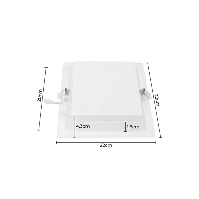 Painel Embutido Quadrado Nordecor Kais 18 watts 4000K Branco Bivolt 220x220mm 4192