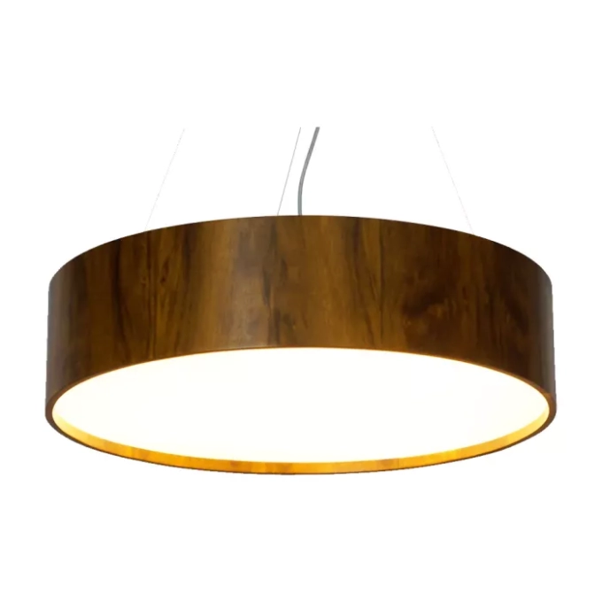 Pendente Union Iluminação Cilíndrico Madeira e Acrílico 3L E27 Ø400x120mm 338