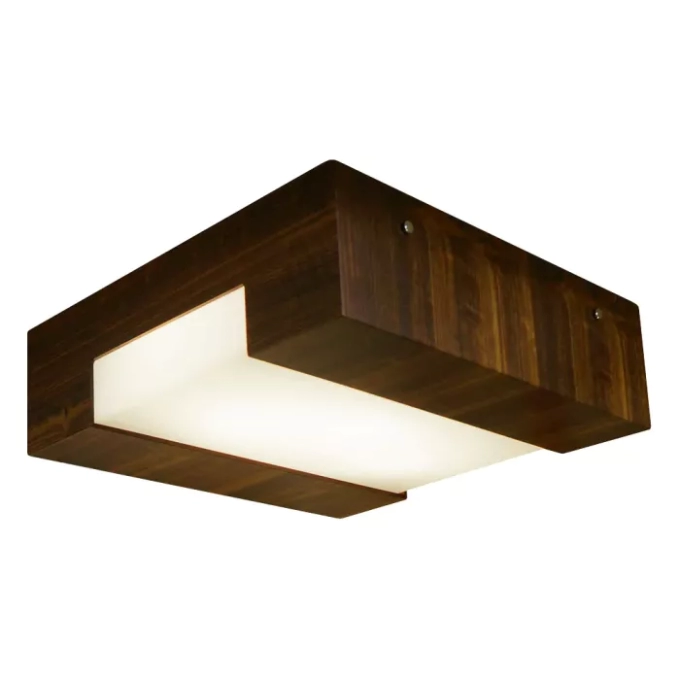 Plafon Union Iluminação Listra Madeira e Acrílico 2L E27 300x300x120mm 055
